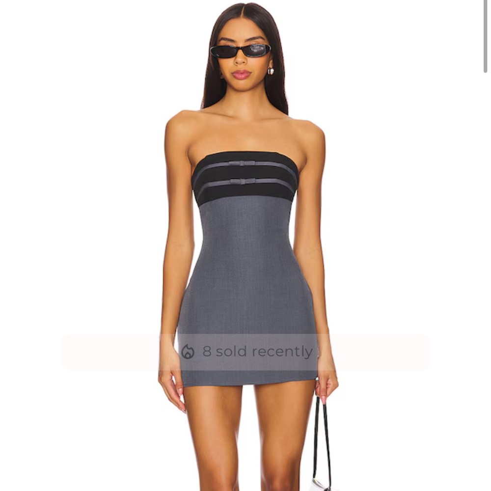 Chic Strapless Black and Gray Dress